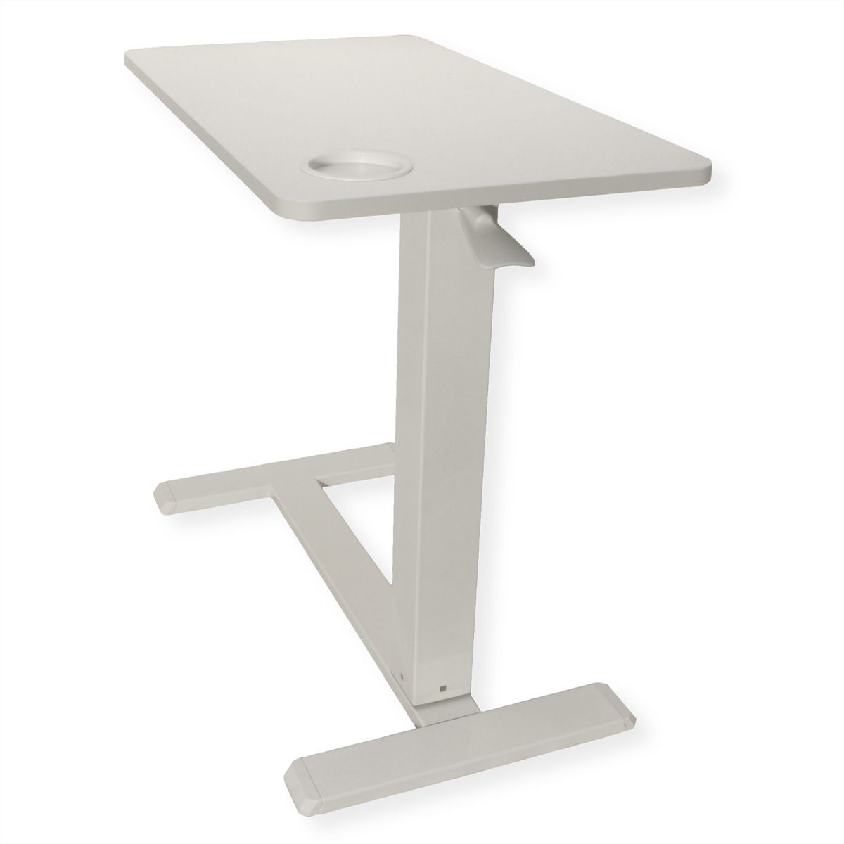 ROLINE Gas Spring Side Table / Workstation, height-adjustable, hidden casters, white