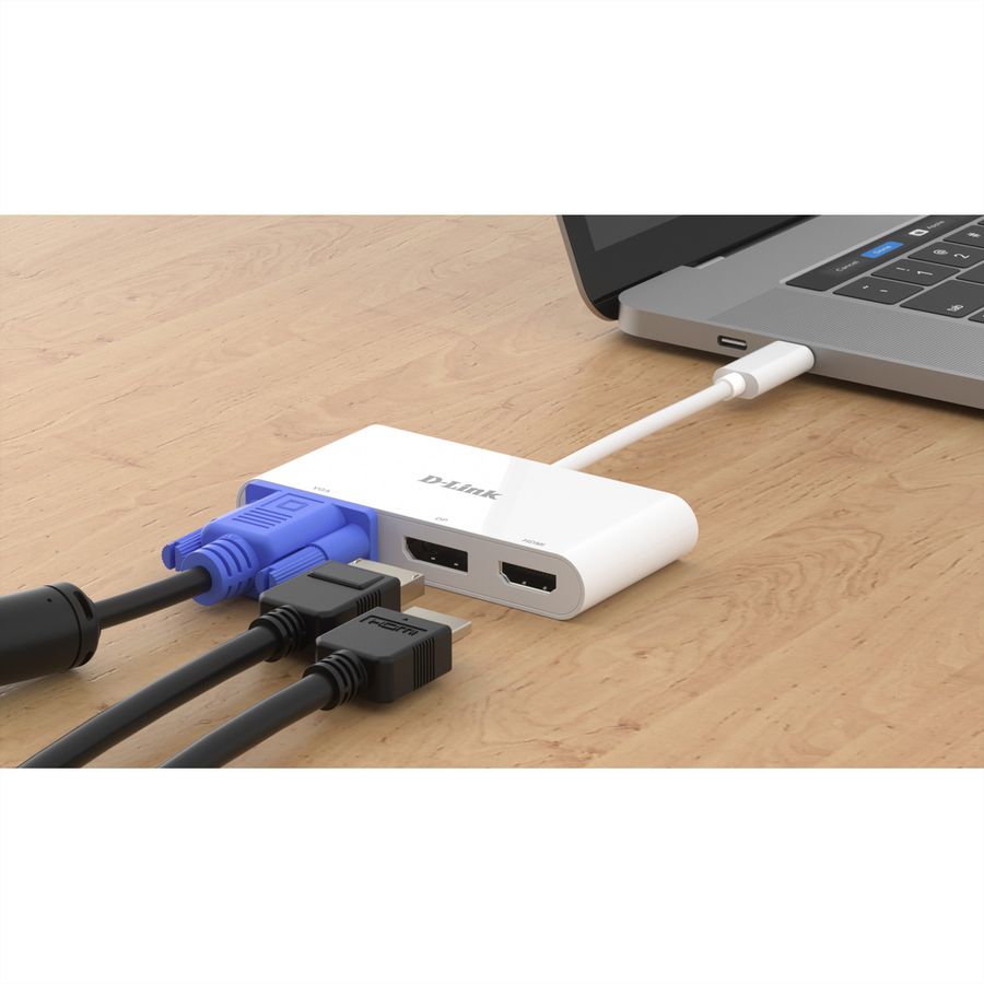 D-Link DUB-V310 USB-C 3-Port Adapter mit HDMI, Displayport, VGA