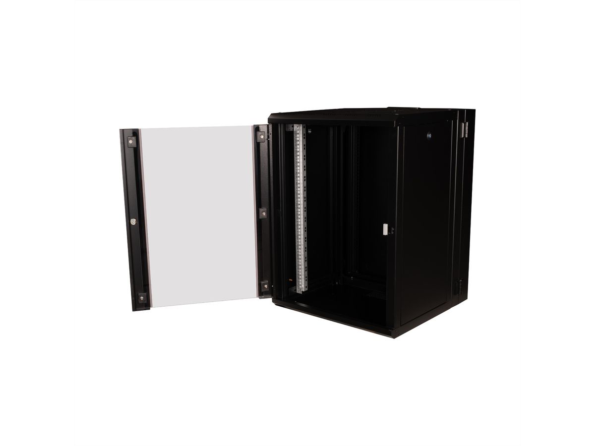 ROLINE 19-inch wandbehuizing Pro 16 U, 600x600 BxD tweedelig draaibaar zwart