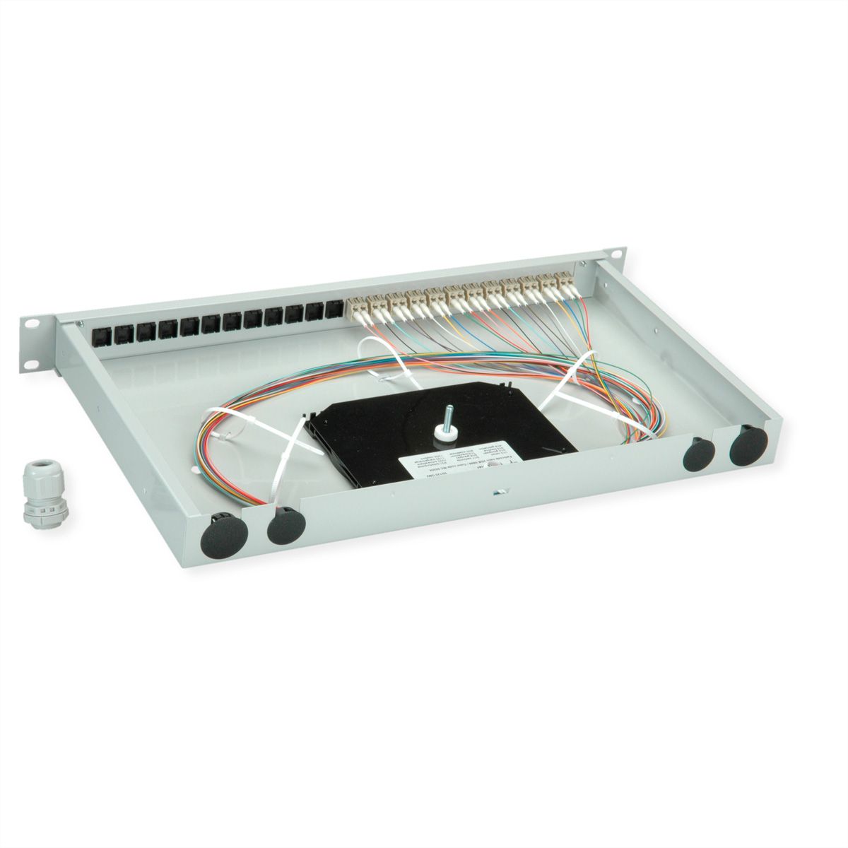 TELEGÄRTNER BASIS eco LWL-Panel mit Kupplungen & Pigtails, 12x LC Duplex, beige, OM2, Grade C