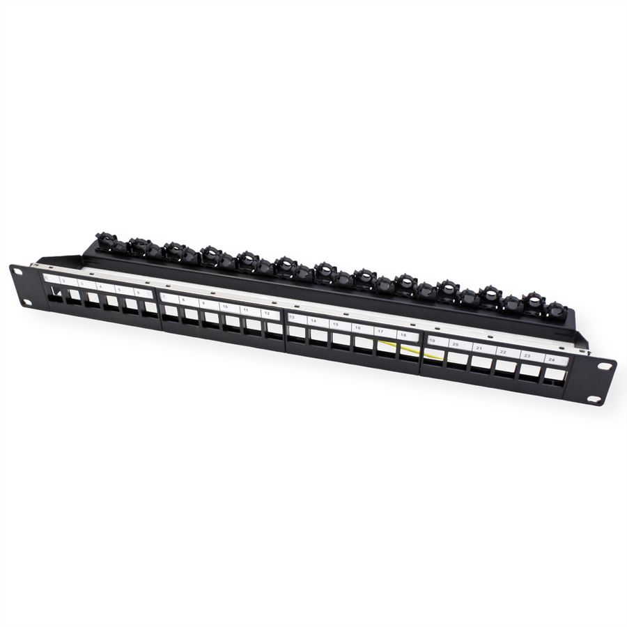 ROLINE 19" keystone module rack, leeg, 24P. afgeschermd , Clip bevestiging, zwart