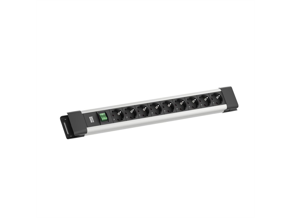 BACHMANN CONNECTUS 9xCEE7/3, 1xSchalter 2,0m CEE7/7 Grau