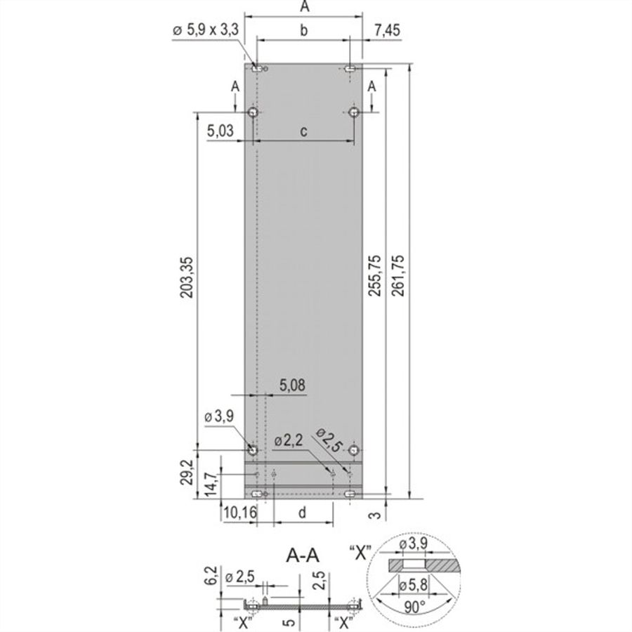 SCHROFF Insteekmodule met frame Frontplaat, Refrofit afscherming, 6 HE, 42 HE, 2,5 mm, Al, geanodiseerd vooraan, Conductief achteraan