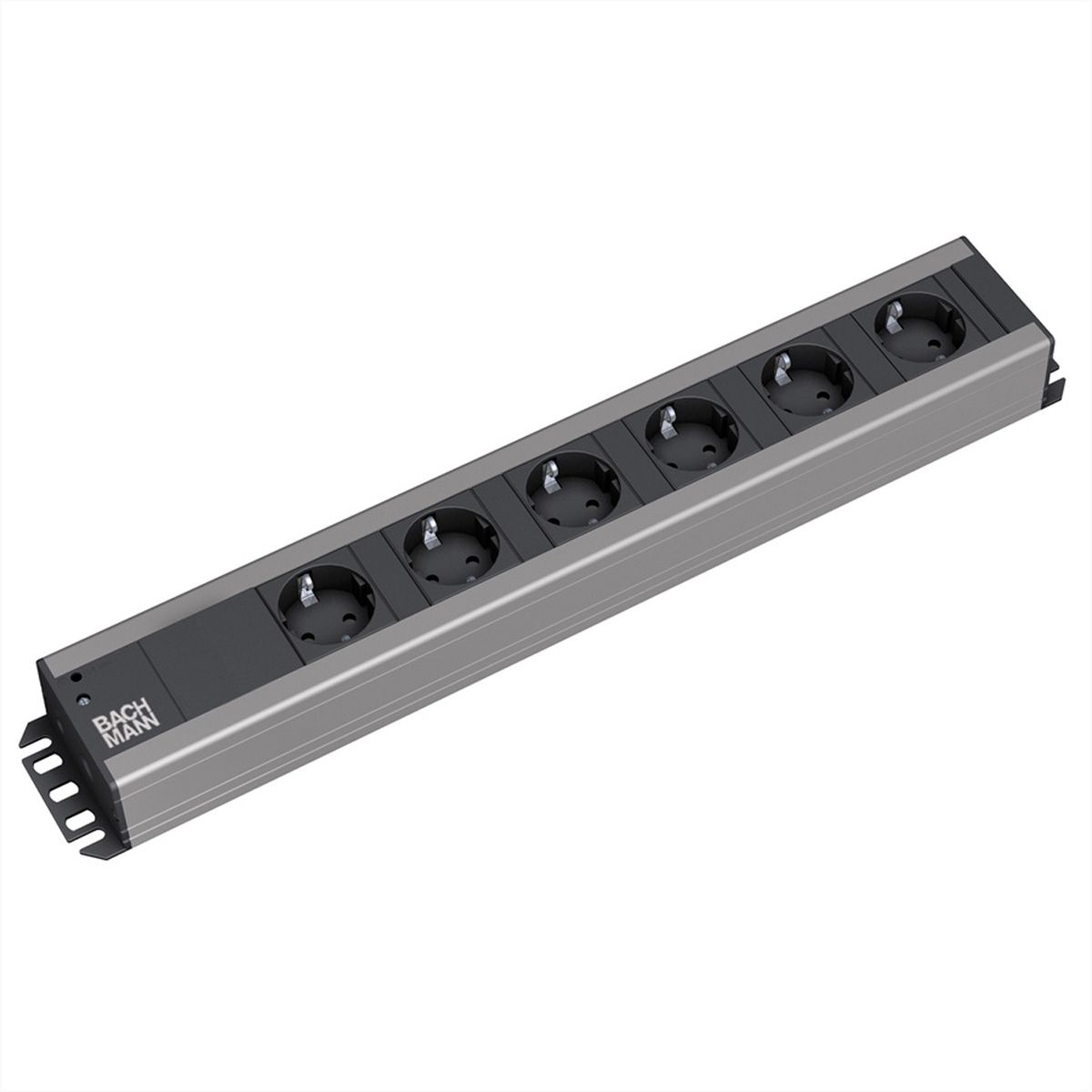 BACHMANN craftsman's strip 6x earthing contact, 19-inch rack compatible, 2 m