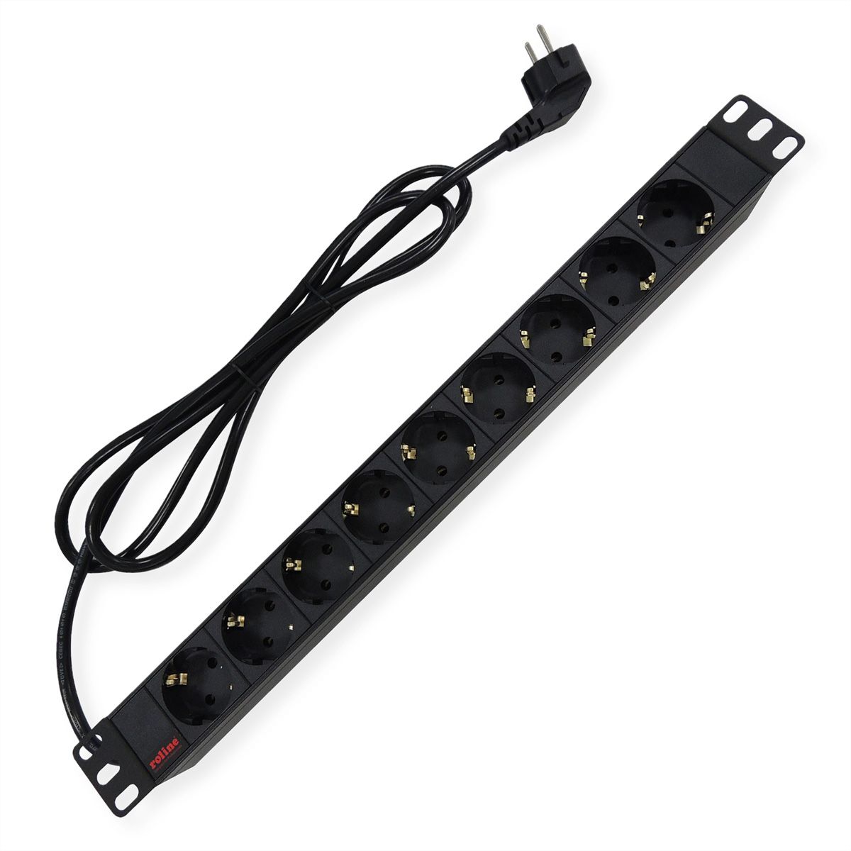 ROLINE 19" stekkerdoos 9-voudig, zwart, 2 m