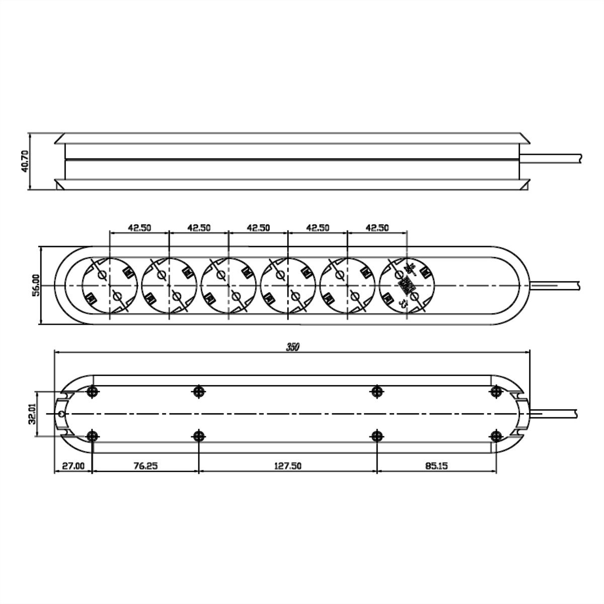 BACHMANN SMART socket strip 6x earthing contact, without cable