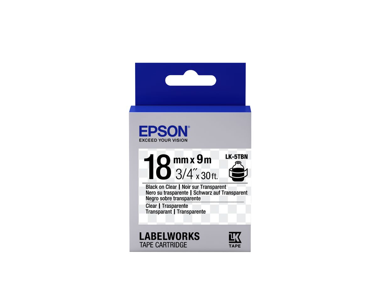 Epson LK-5TBN labelprinter-tape Zwart op zilver