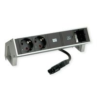BACHMANN DESK2 2xbeschermend contact USB C, USB Lader 30W 1xABD 0,2m GST18 INOX