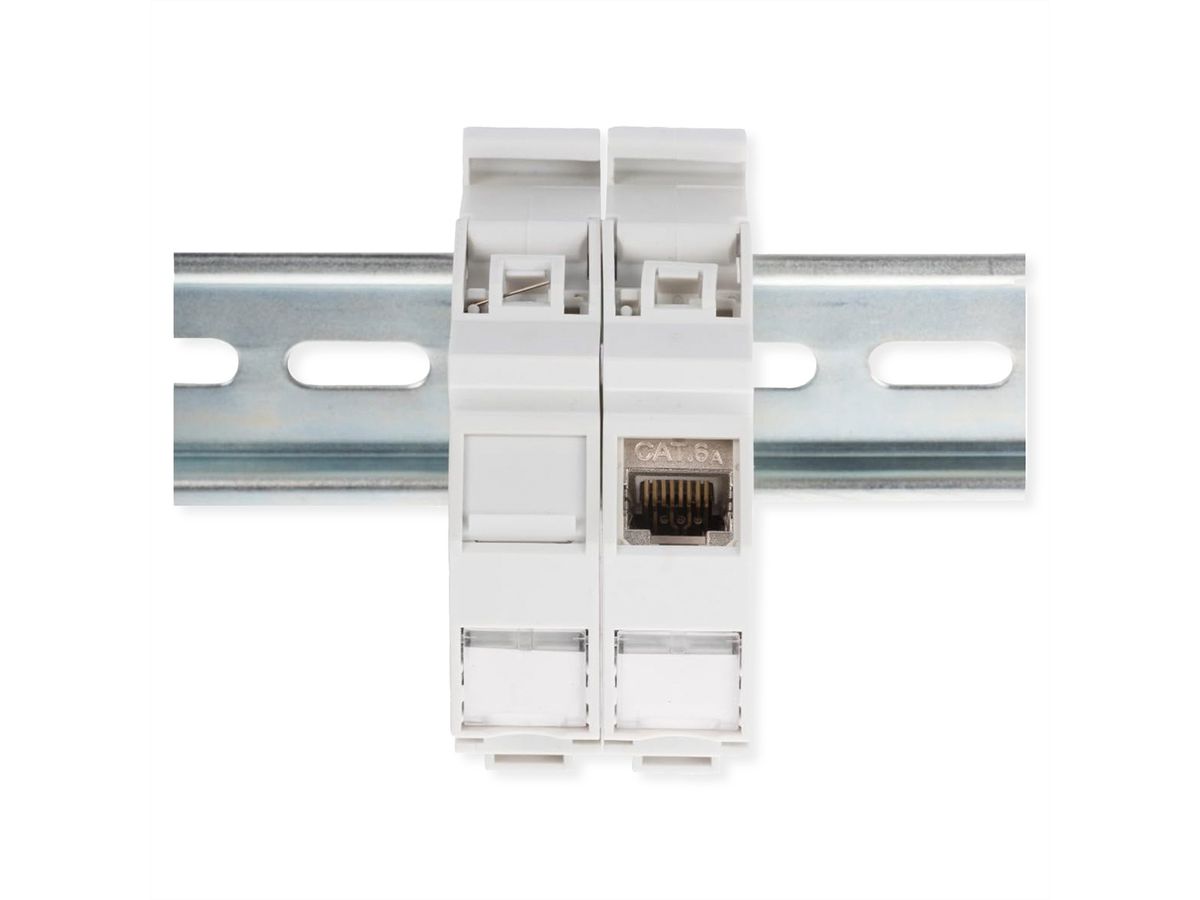 ROLINE DIN-railadapter voor Keystone-modules, incl. Cat.6A Keystone, afgeschermd, 45°