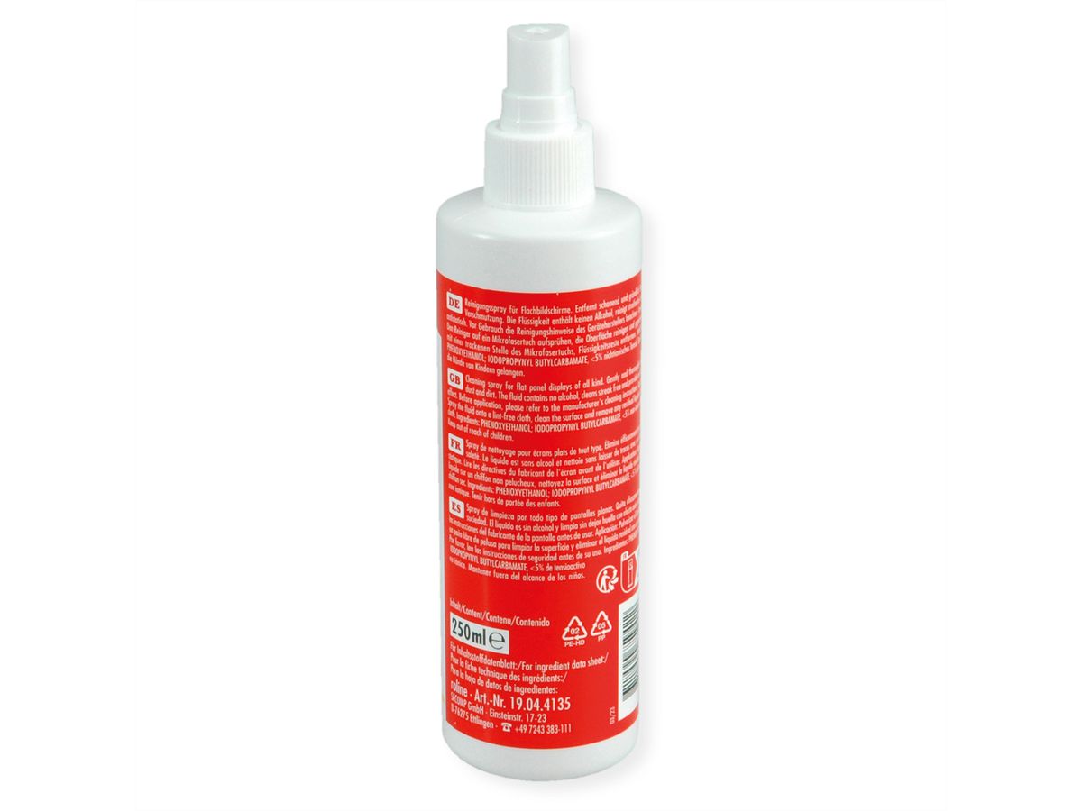 ROLINE TFT Cleaner with microfiber cloth, 250 ml