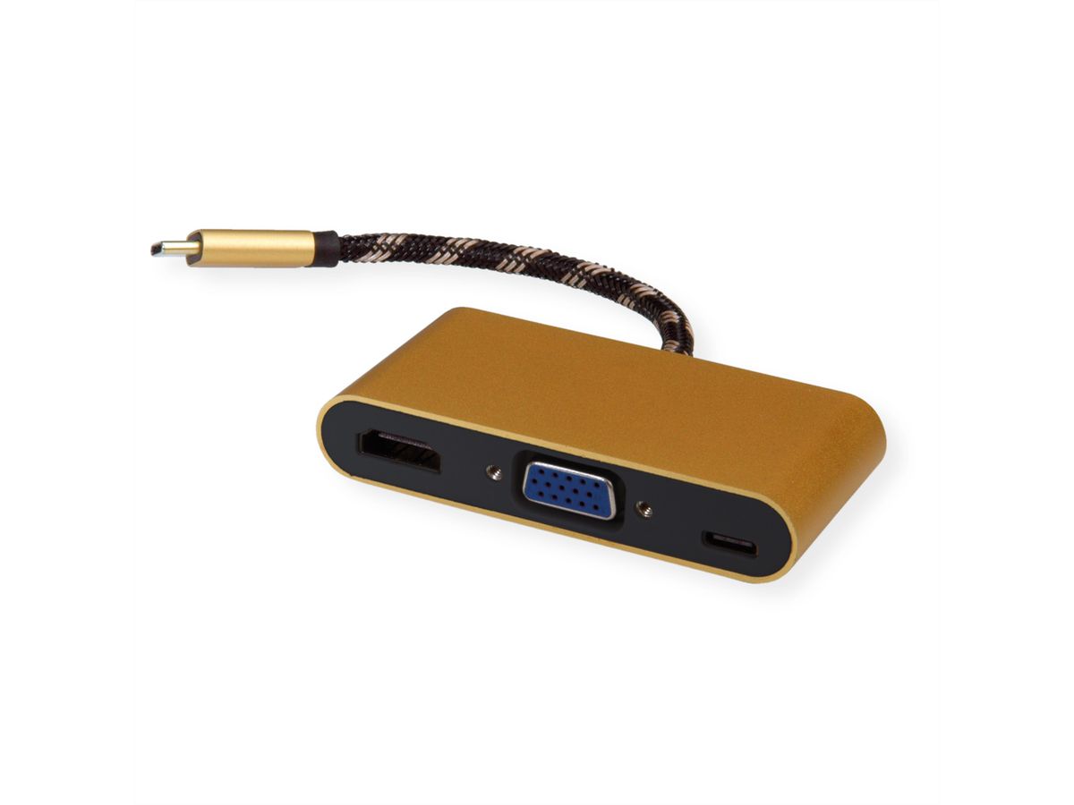 ROLINE GOLD Display Adapter USB type C - VGA / HDMI / C (PD)