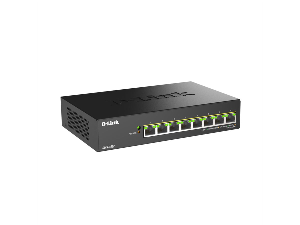 D-Link DMS-108P/E 8-Port Switch Multi-Gigabit Unmanaged PoE