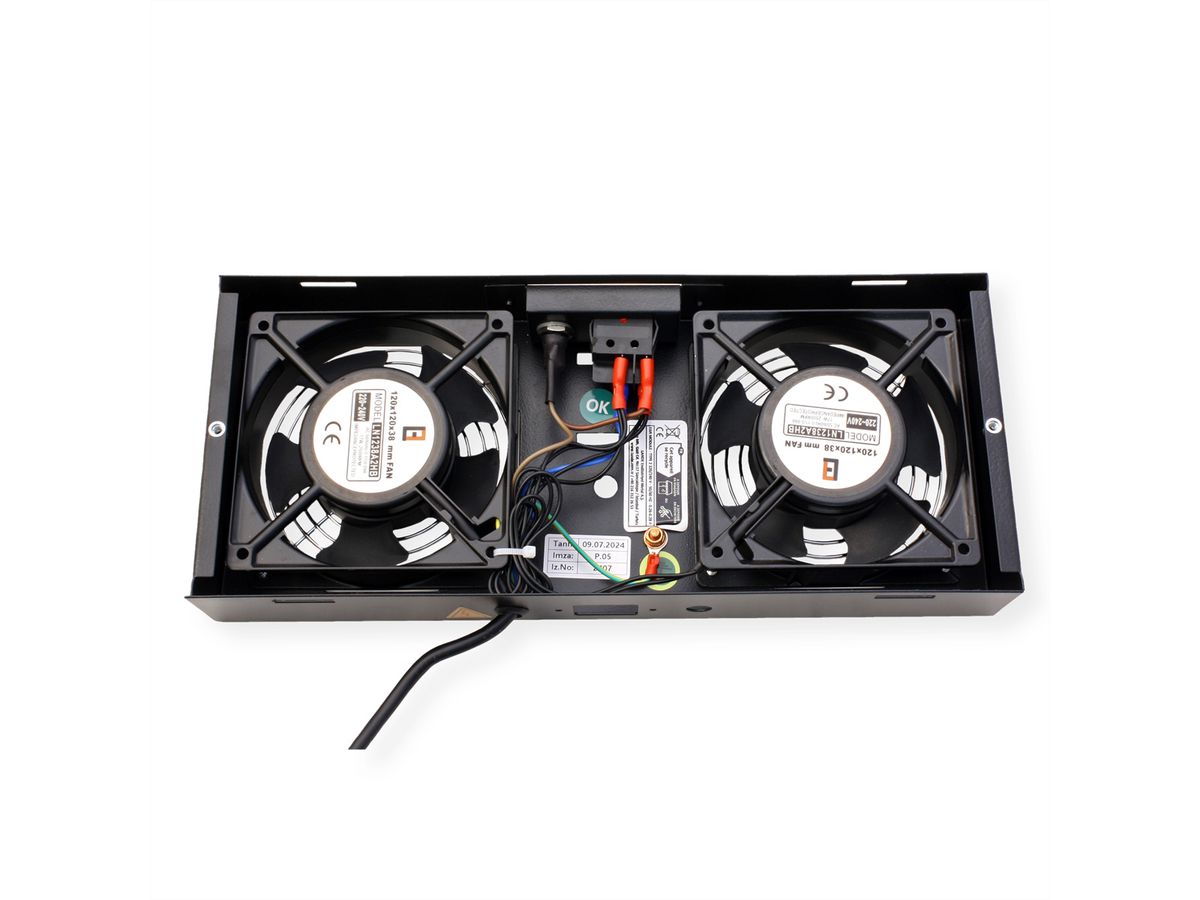 ROLINE ventilatorunit met 2 ventilatoren, voor 19 inch wandbehuizing zwart