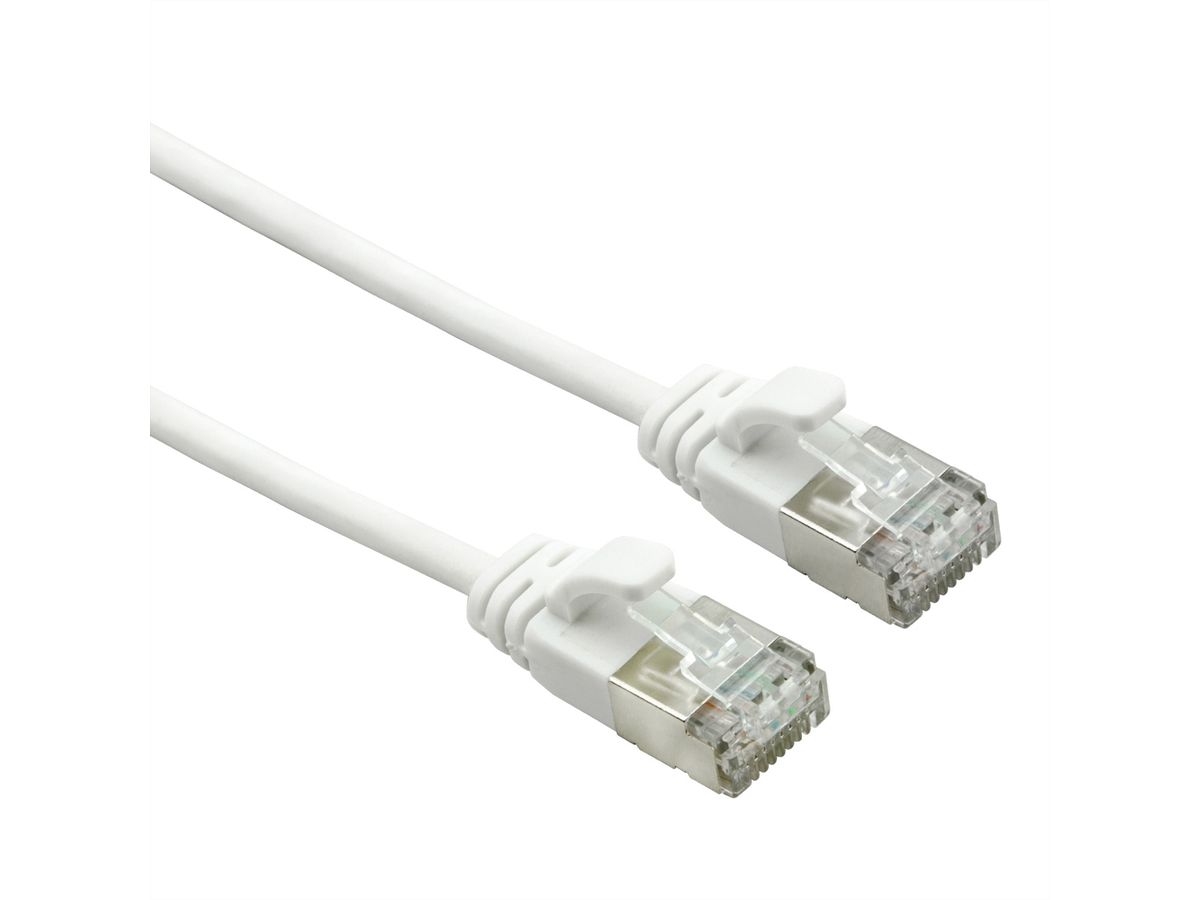 ROLINE U/FTP DataCenter Kabel Cat.7, LSOH, met RJ45 connectoren (500 MHz / Class EA), extra dun, wit, 1 m