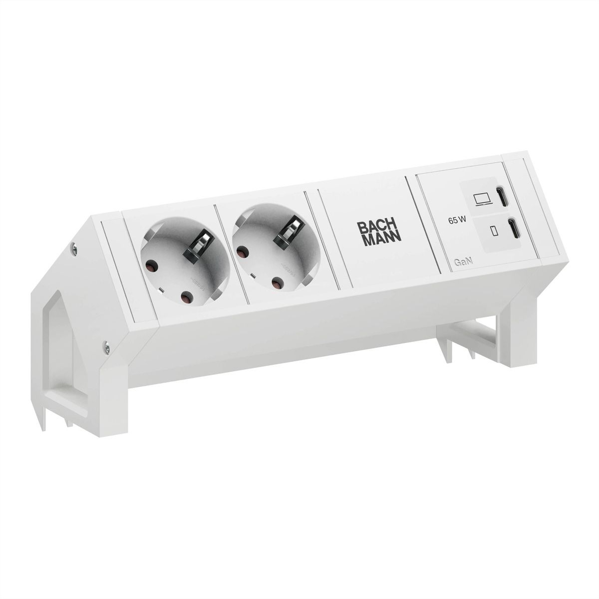 BACHMANN DESK2 PURE WHITE 2xCEE7/3, 1xUSB C/C 65W L=0,2m RAL9010