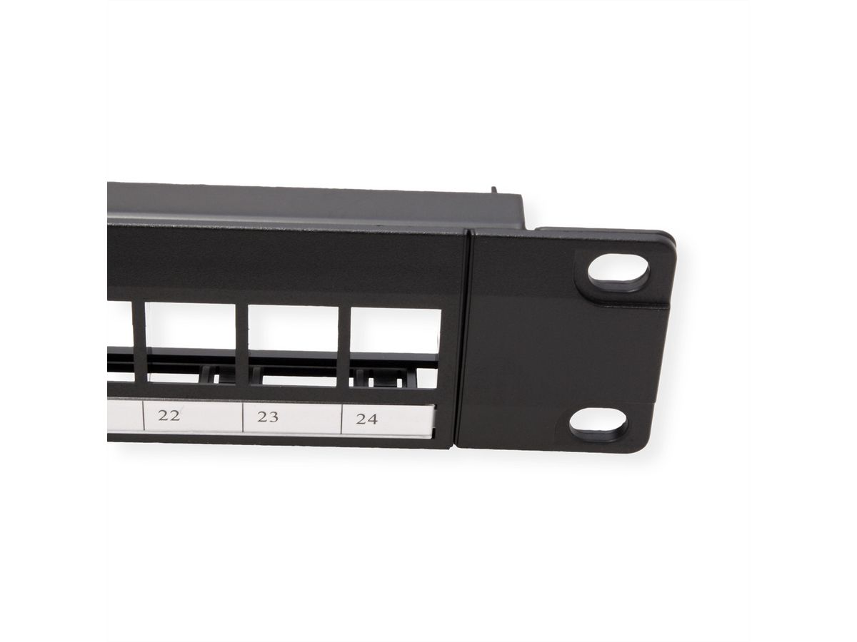 VALUE Keystone 19'' Module Frame, 24 ports, unshielded, 1U, 3-piece-type, black