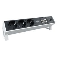 BACHMANN socket strip DESK2 3x earthing contact, 2x CAT6a, 1x HDMI, USB3.0, white