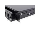 VALUE 19" glasvezel patchbox, leeg 1 HE, uittrekbaar, geschikt voor 24x SC-DX/LC 4-voudig