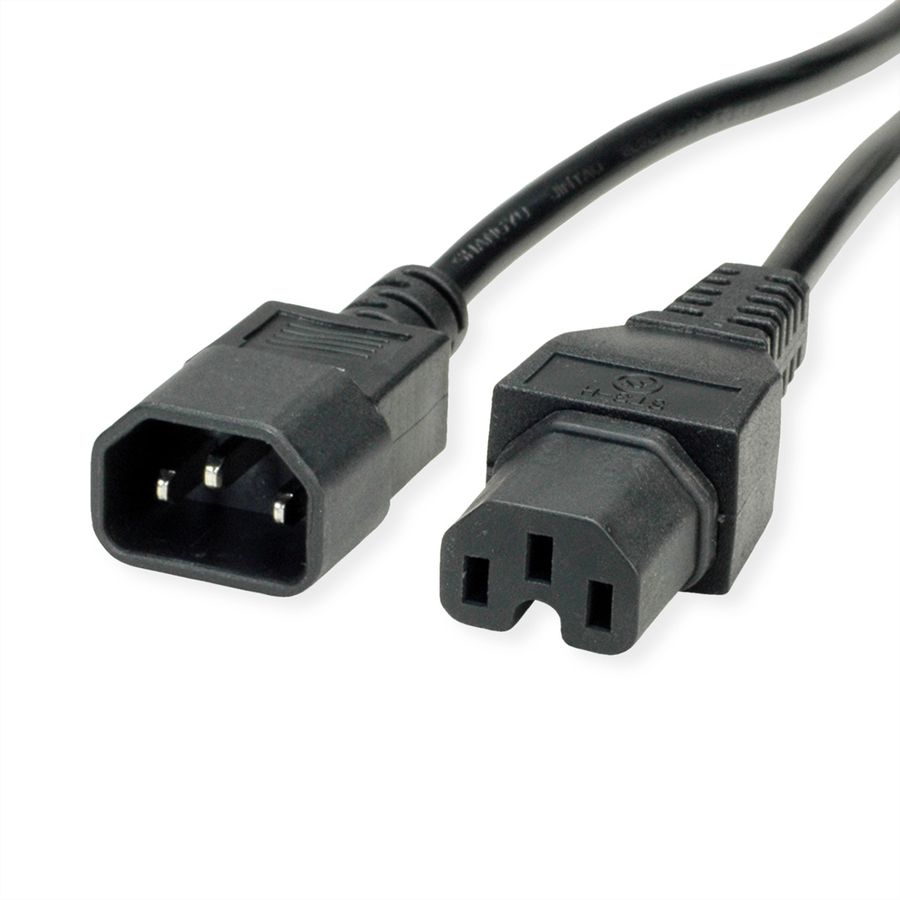 VALUE Power Cable IEC320/C14 Male - C15 Female, H05RN-F, black, 1 m