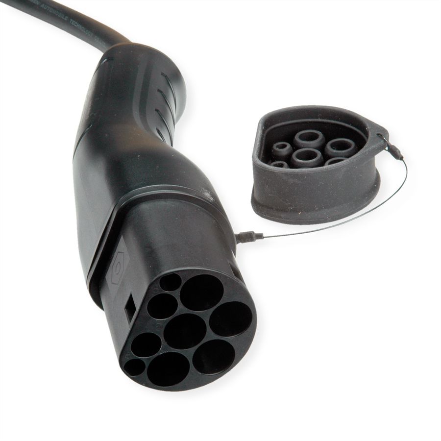 ROLINE EV Charging Cable Assembly Type2, 1-Phase, 250VAC (1P+N+E), 32 A, 7.4 kW, spiral (max. 1.8m)