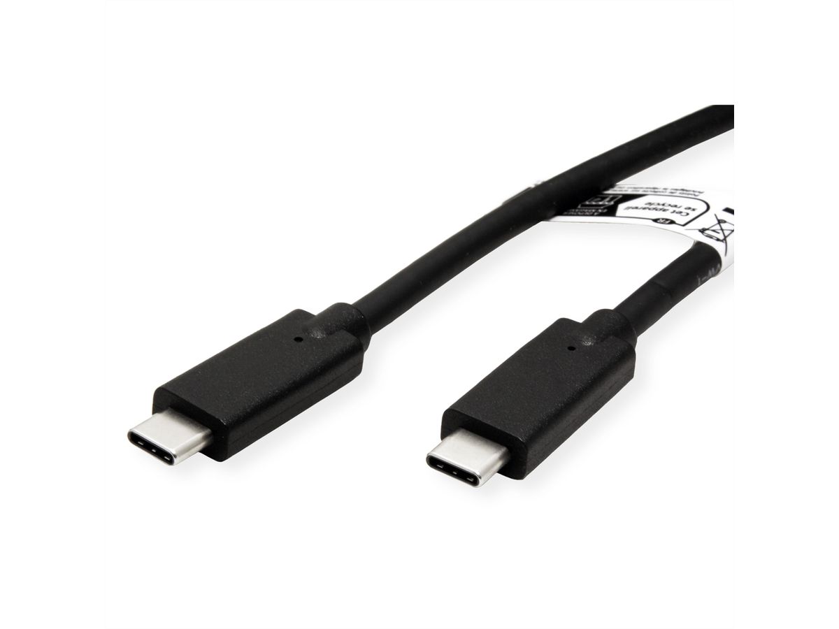 ROLINE Cable USB 3.2 Gen2 Compatible, PD (Power Delivery) 20V5A, with Emark, C-C, M/M, black, 3 m