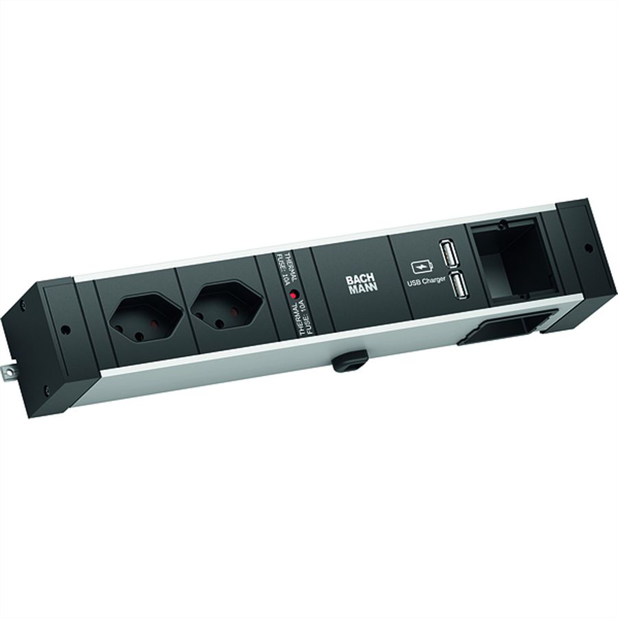 BACHMANN DESK RAIL 2xCH T13 USB Charger, 1xCM 2.0m GST18 Switzerland