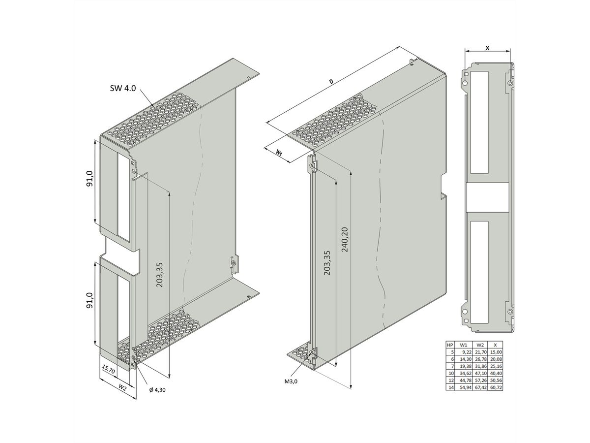 PIU SIDE COVER 6U 6HP 227D
