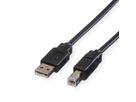 ROLINE USB 2.0 Flat Cable, type A-B, black, 0.8 m