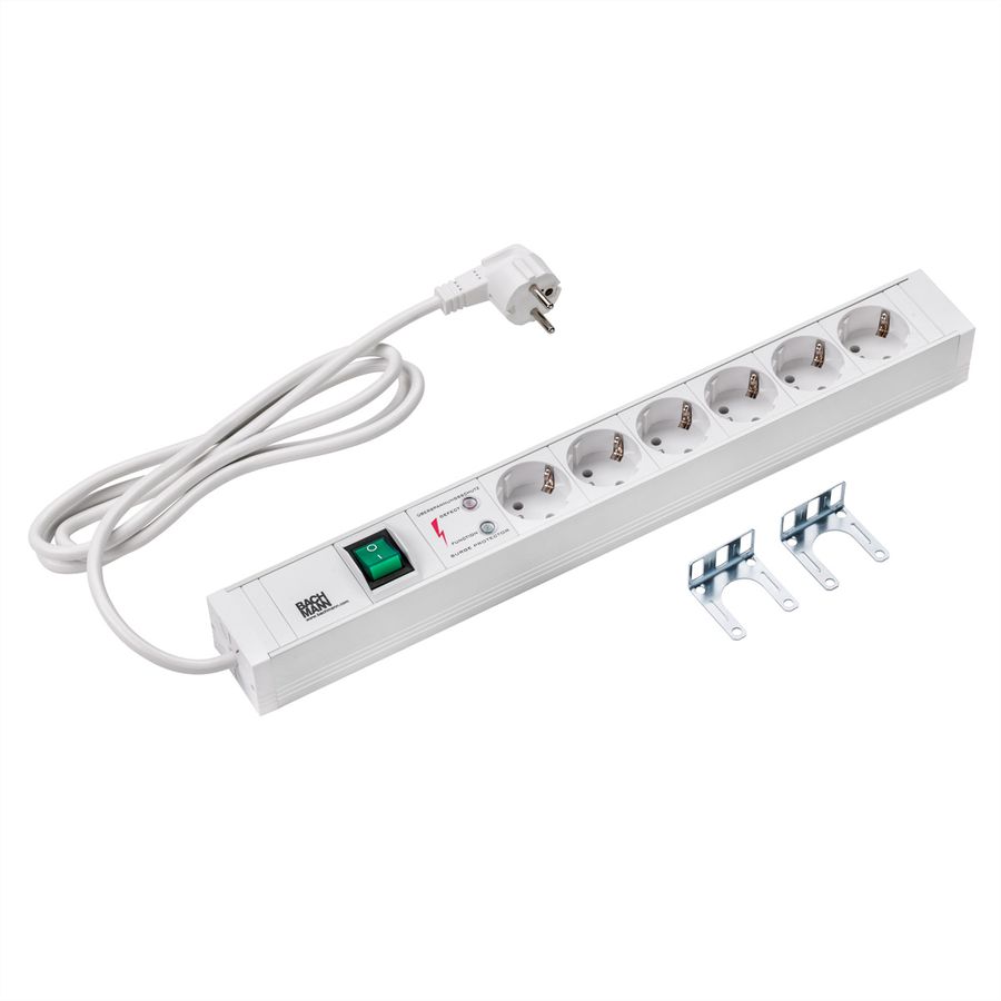 BACHMANN 19" 1.5U 6xCEE7/3 1xswitch SPD power 2.0m CEE7/7