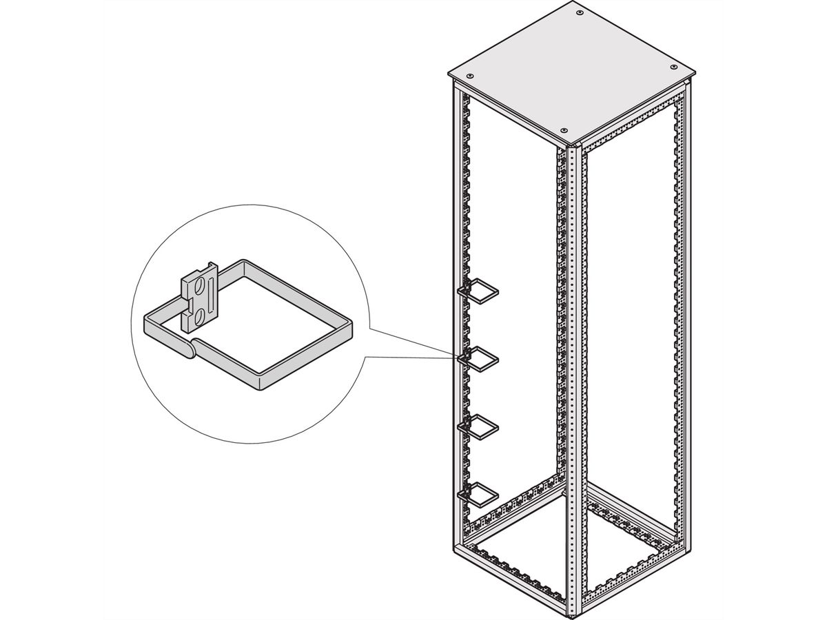 SCHROFF Varistar Cable Eye, Steel, 100W 180D, on upright (enclosure width 800 mm) or 19'' profile