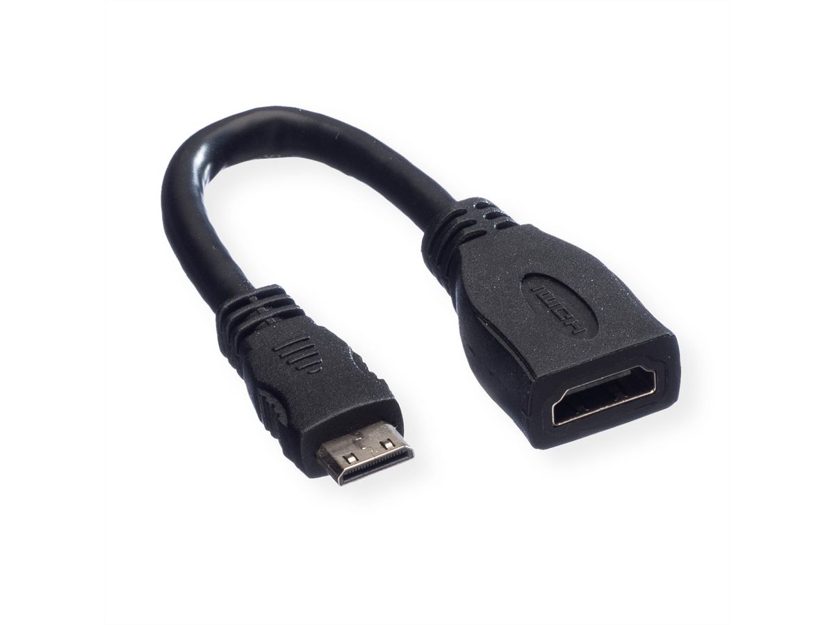 VALUE Monitorkabel HDMI  High Speed met Ethernet, HDMI Female - Mini HDMI Male, 0,15 m