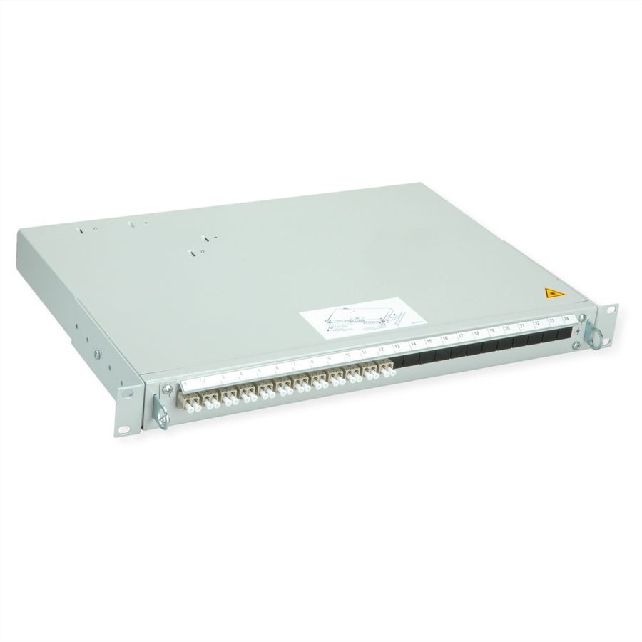 TELEGÄRTNER PROFI V LWL-Panel mit Kupplungen & Pigtails, 12x LC Duplex, beige, OM2, Grade B