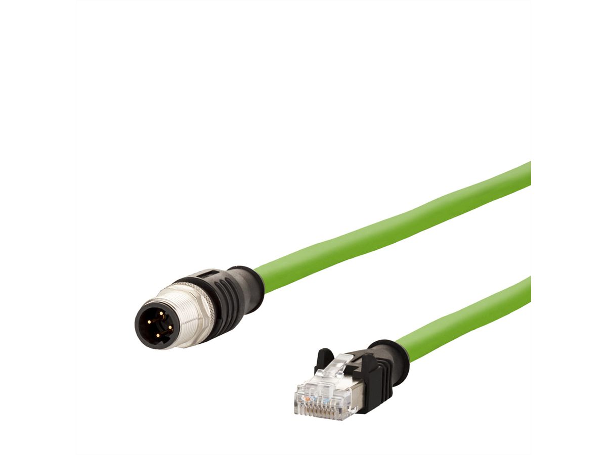 METZ CONNECT Aansluitkabel M12 Male-RJ45 Male, 4-polig D-gecodeerd , recht, sleepketting, torsie , 1 m