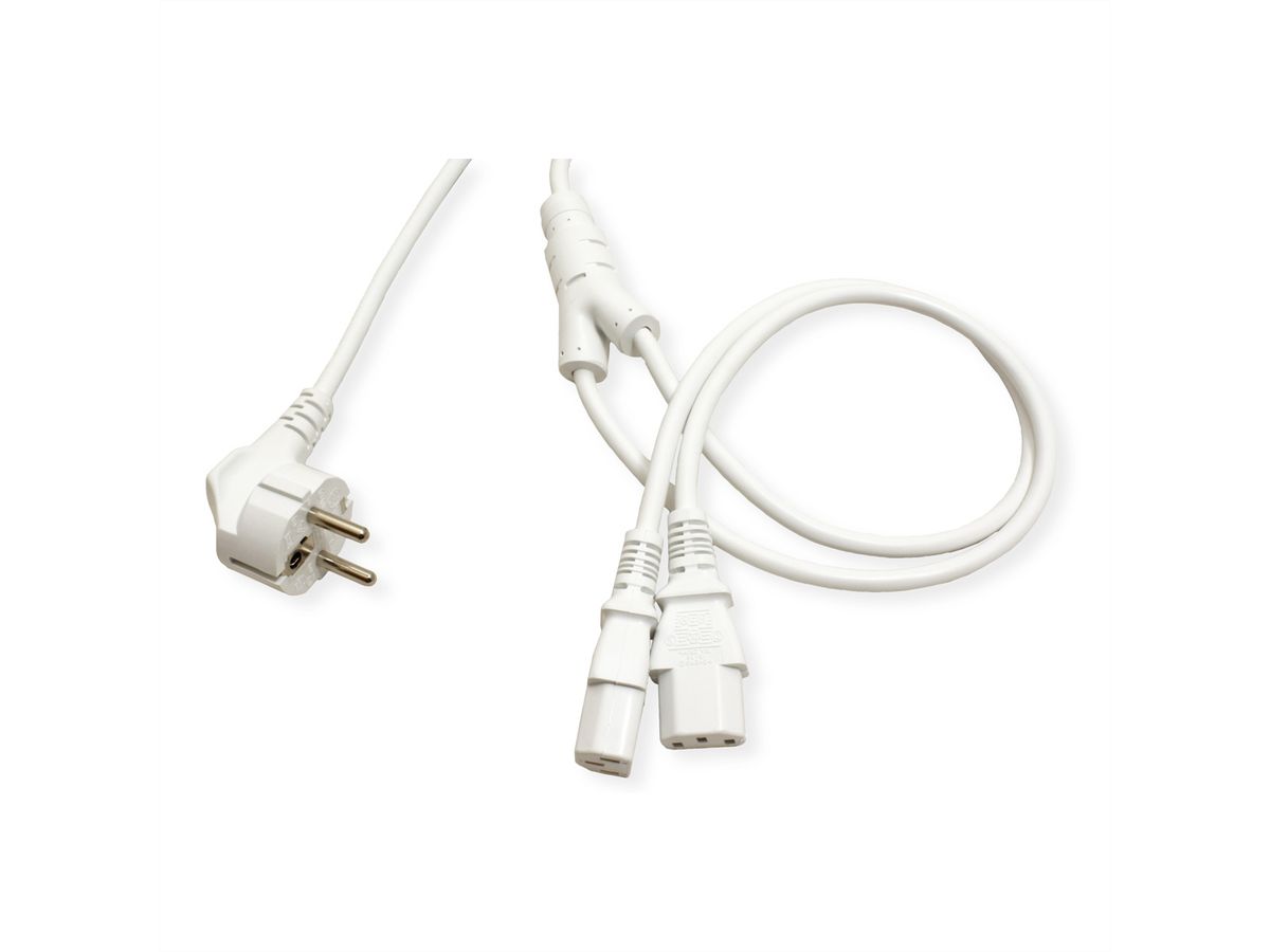 ROLINE Y-Power Cable, 2x straight IEC Connector, white, 2 m