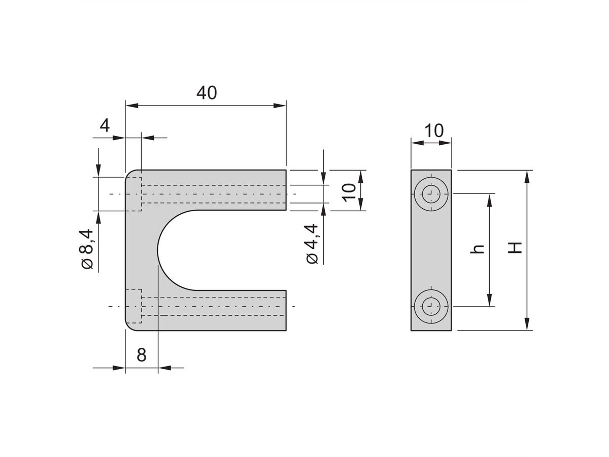 SCHROFF MultipacPRO Voorste handgreep, uit één stuk, breedte 10 mm, 1 U