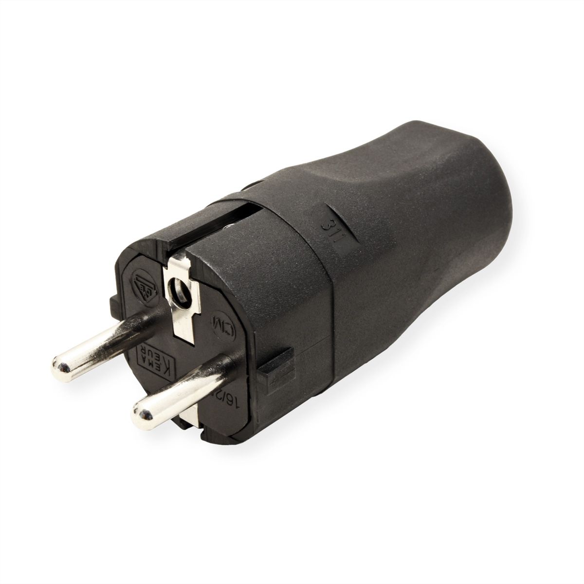 BACHMANN mounting plug black, CEE 7/7 2-pole with earthing contact
