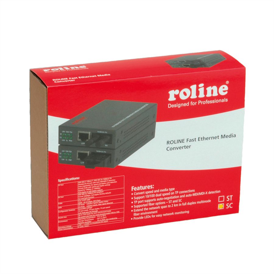 ROLINE Fast Ethernet converter RJ-45 - SC, Loop back