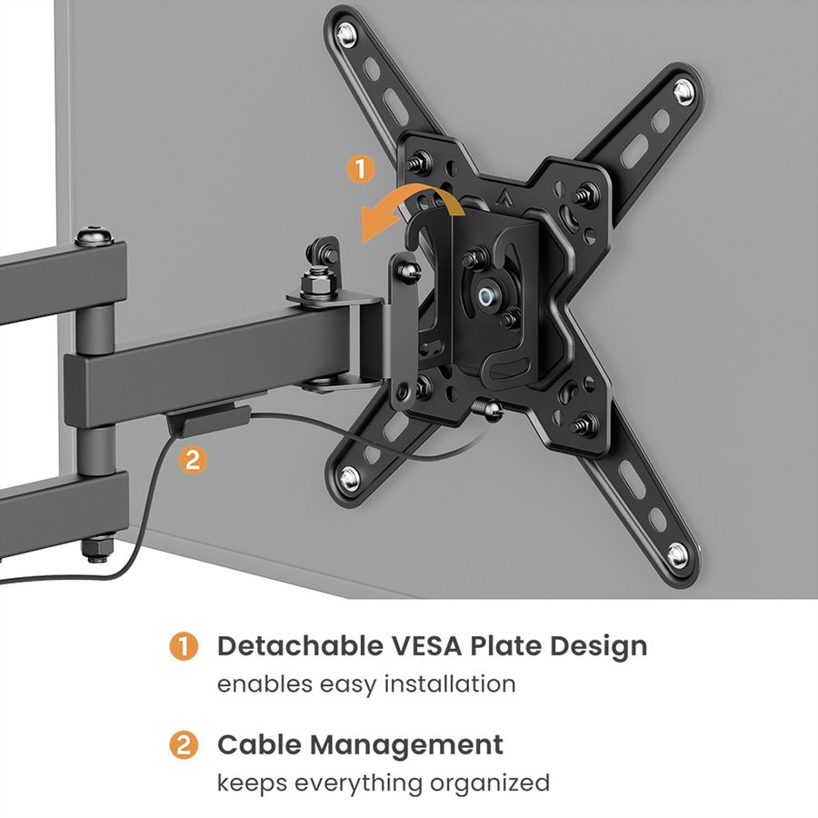 VALUE TV Monitor Arm, Wall Mount, < 109cm, < 20kg, 3 joints
