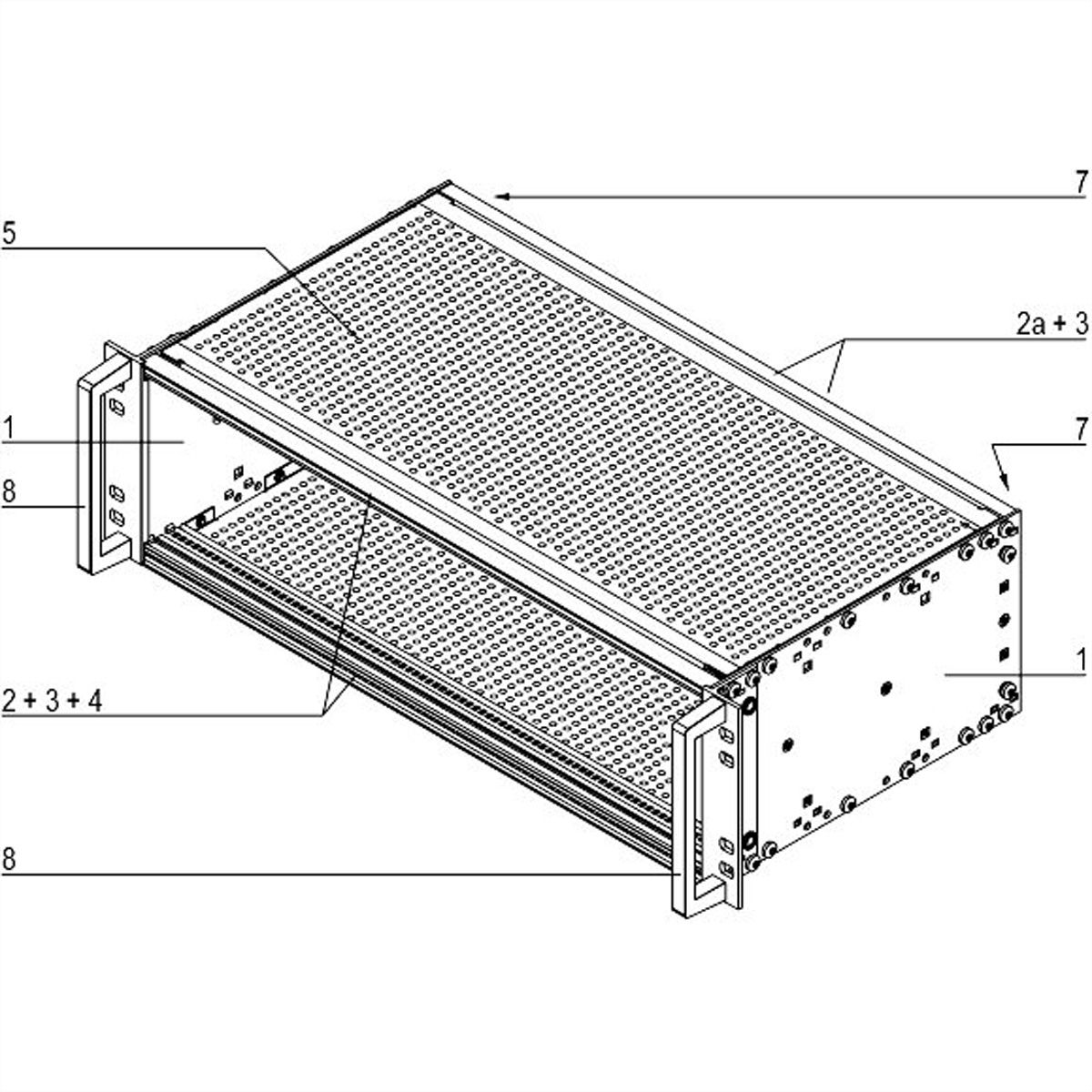 SCHROFF EuropacPRO 19" moduledrager voor rail, afgeschermd, EN 50155, 3 HE, 84 PK, 235 mm