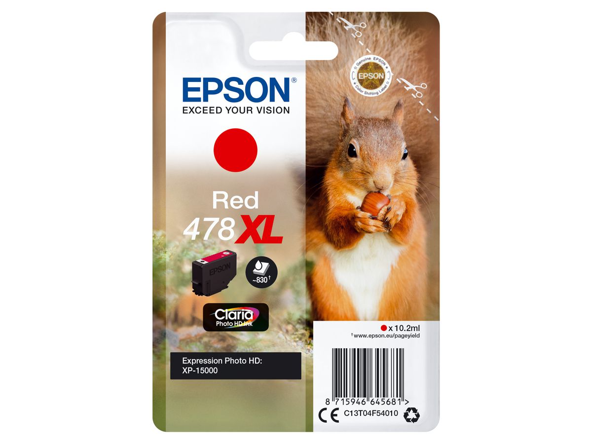 Epson Squirrel Singlepack Red 478XL Claria Photo HD Ink