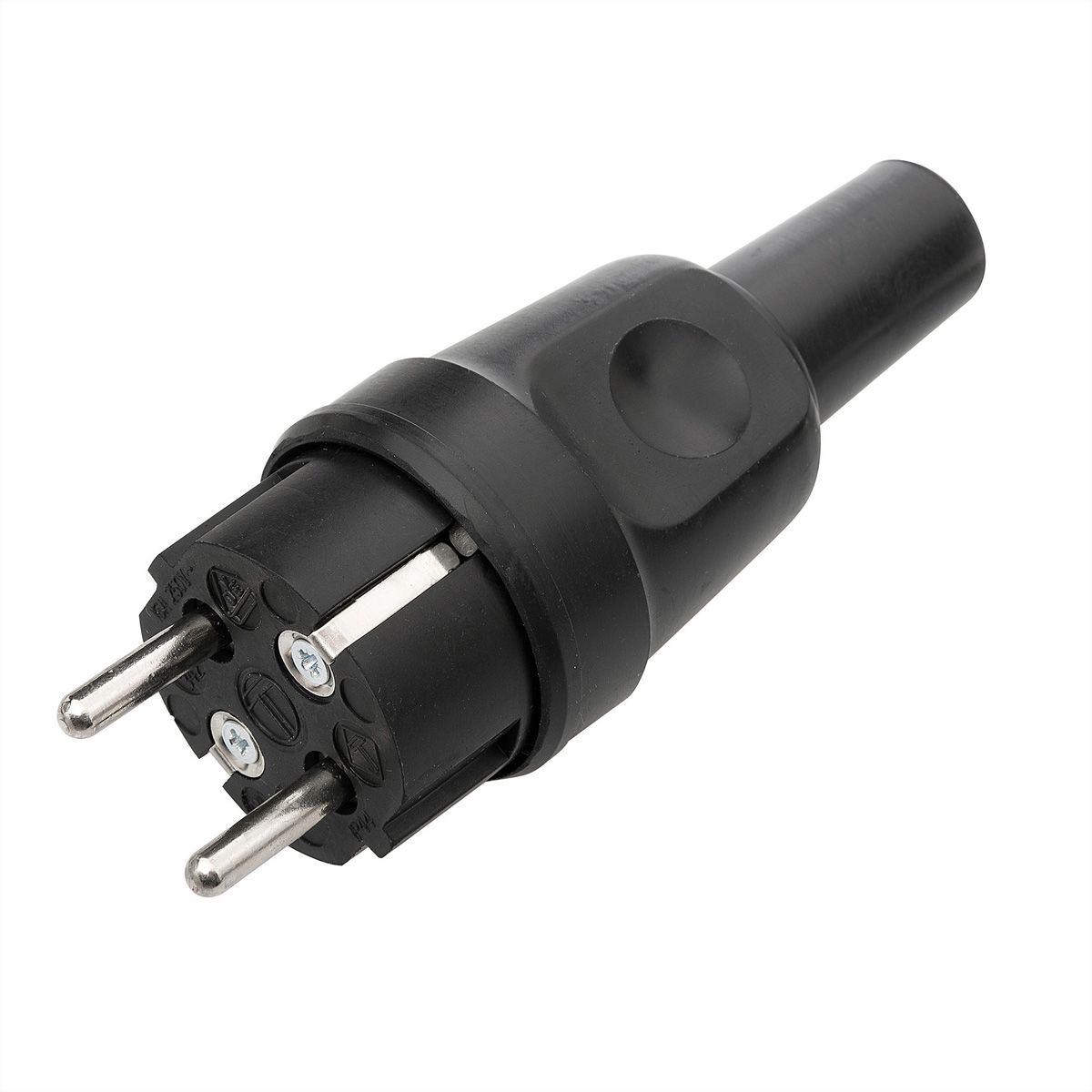 BACHMANN HEAVY-DUTY EARTHED PLUG, Solid rubber, black