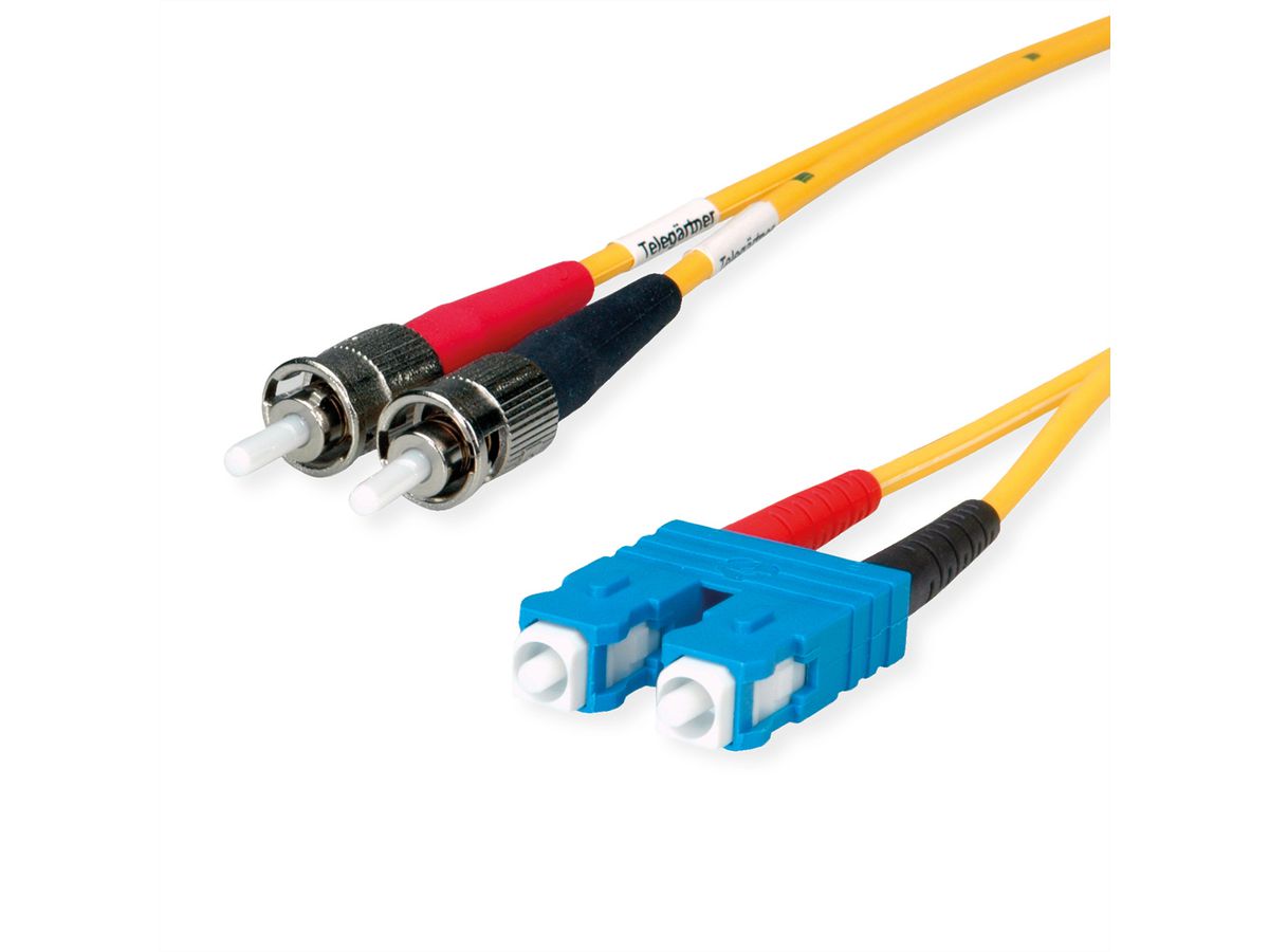TELEGÄRTNER duplex glasvezelkabel 9/125 OS2, 2x ST-connector, 1x SC duplex-connector, geel, 2 m