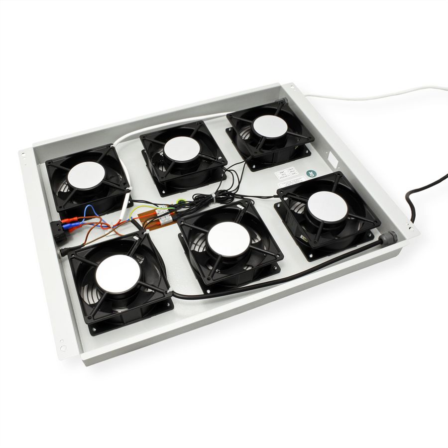ROLINE 19-inch dakventilatorunit 6 ventilatoren, Thermostaat grijs