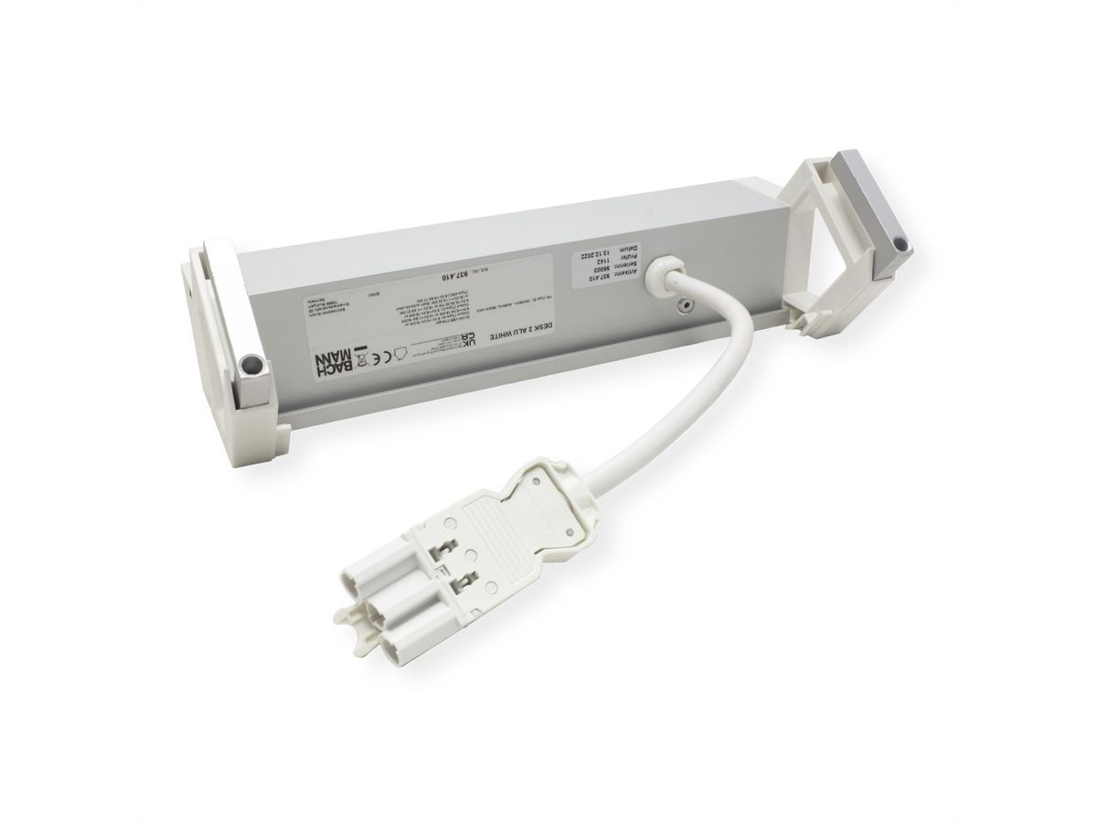 BACHMANN DESK2 ALU WHITE 2xUTE 1xUSB A/C 22W 1xswitch 0.2m