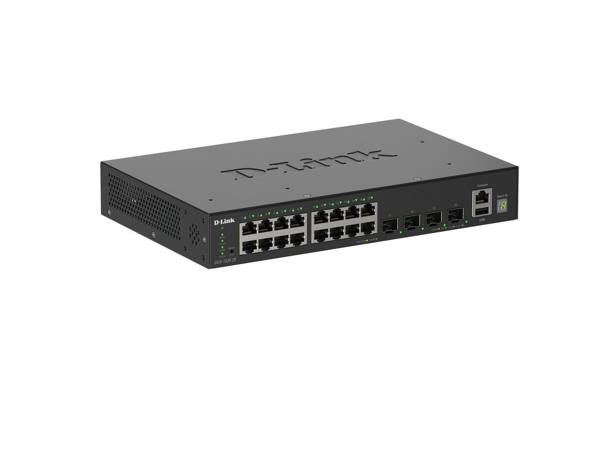 D-Link DGS-1530-20/E 20-Port Switch Smart Managed Gigabit Stack 2x 10G