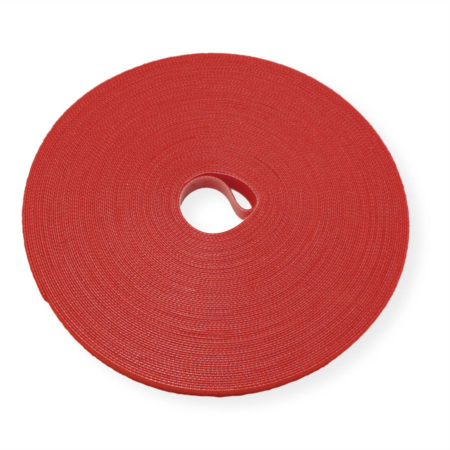 VALUE Klittenband op rol, 10mm, rood, 25 m