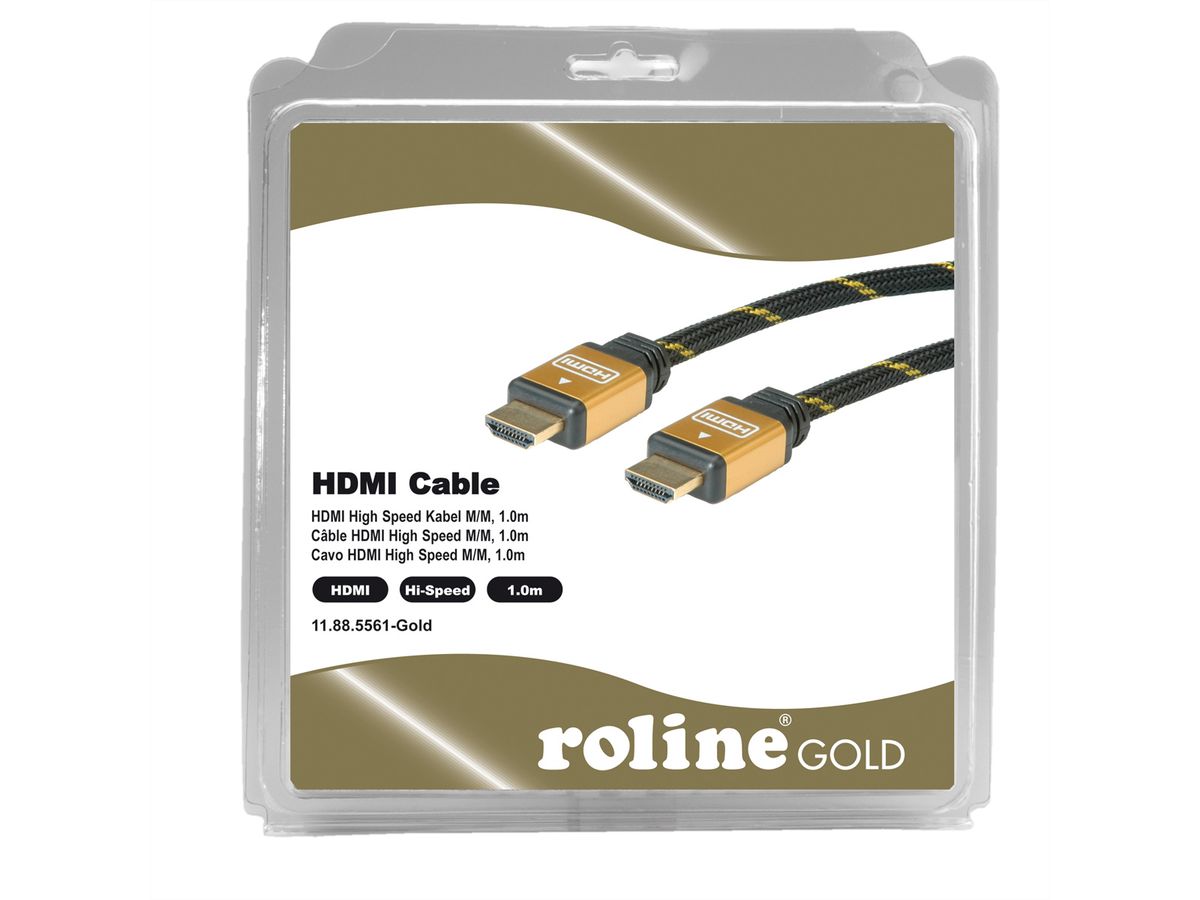 ROLINE GOLD HDMI High Speed Cable, HDMI M - HDMI M, Retail Blister, 1 m