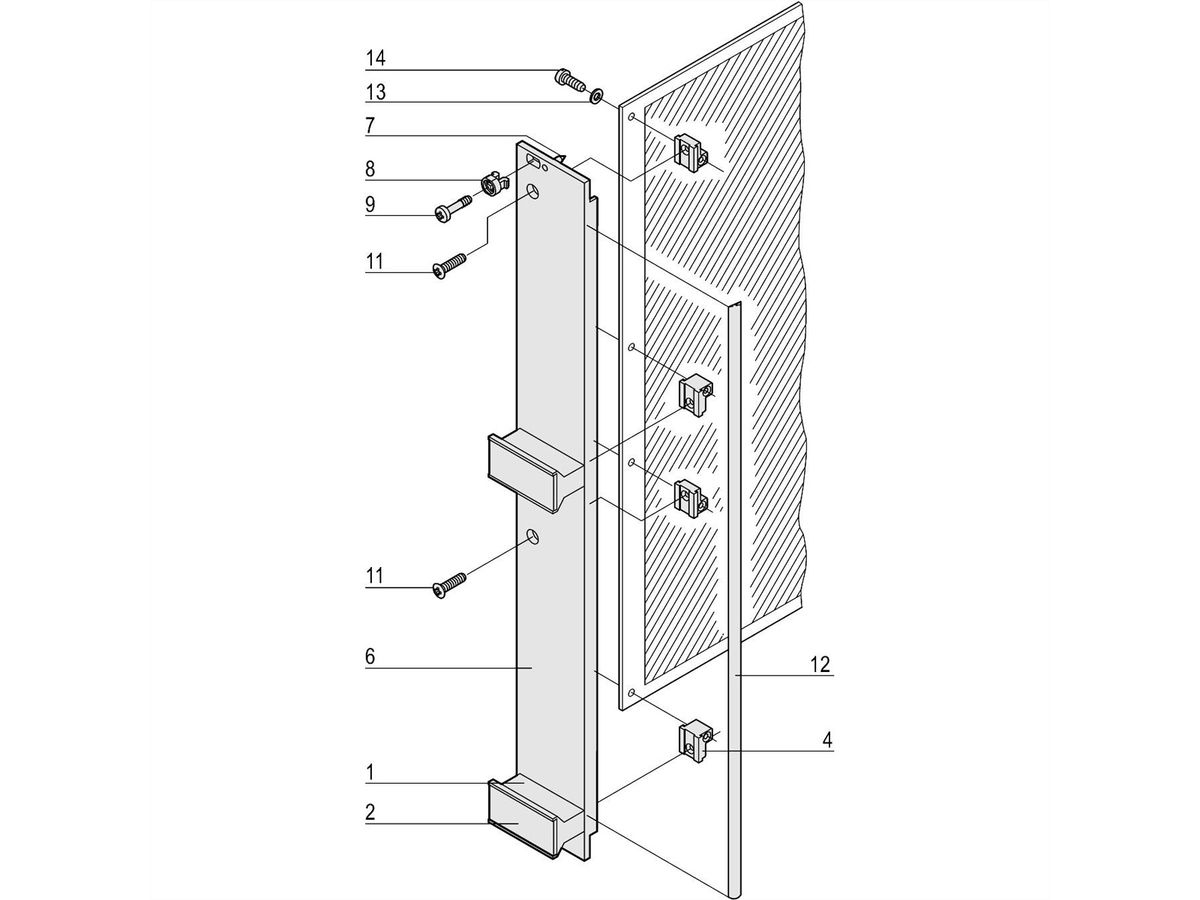 SCHROFF Insteekset met trapeziumvormige handgreep, afgeschermd, grijs, 6 HE, 6 PK