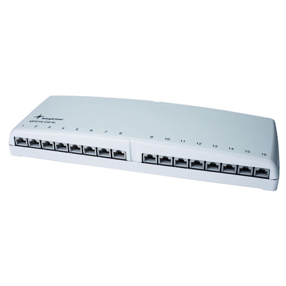 TELEGÄRTNER Mini Distributor MPD16 K Cat.6A, alpine white, CU-MD MPD16 C6A LSA s