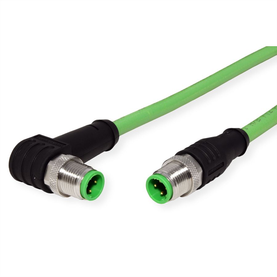 METZ CONNECT Verbindungsleitung M12 ST-M12 ST, 4-pol D-kodiert, gewinkelt-gerade, 2 m